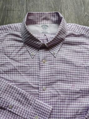 Brooks Brothers Regent Fit Lavender Purple Gingham Button Down Shirt Men's XXL
